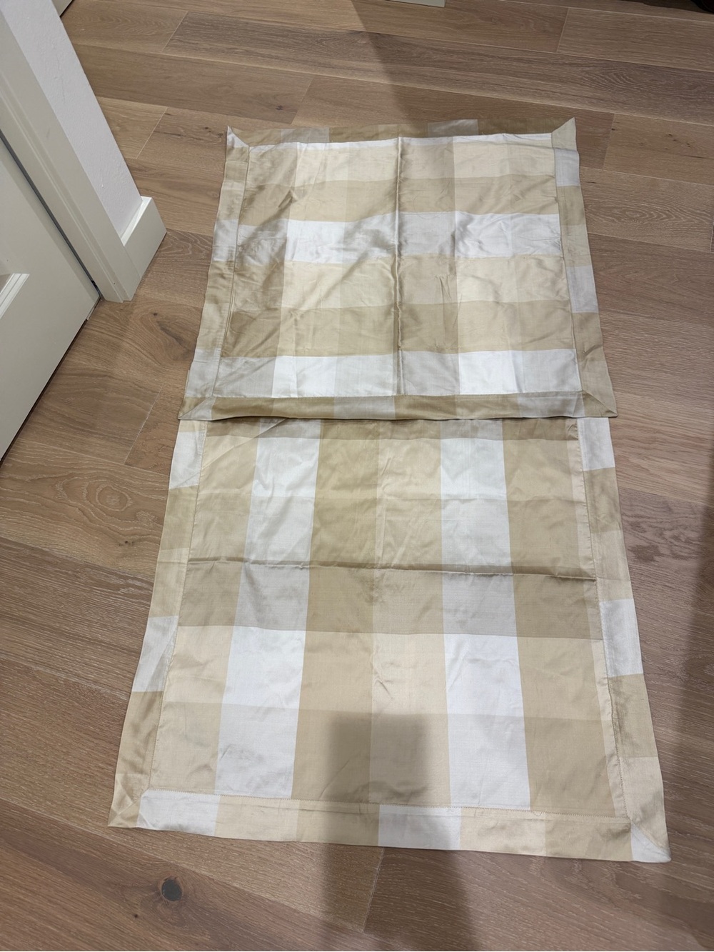 Ethan Allen Beige and White Striped silk Euro Sham cover (one pair - 2), NWOT